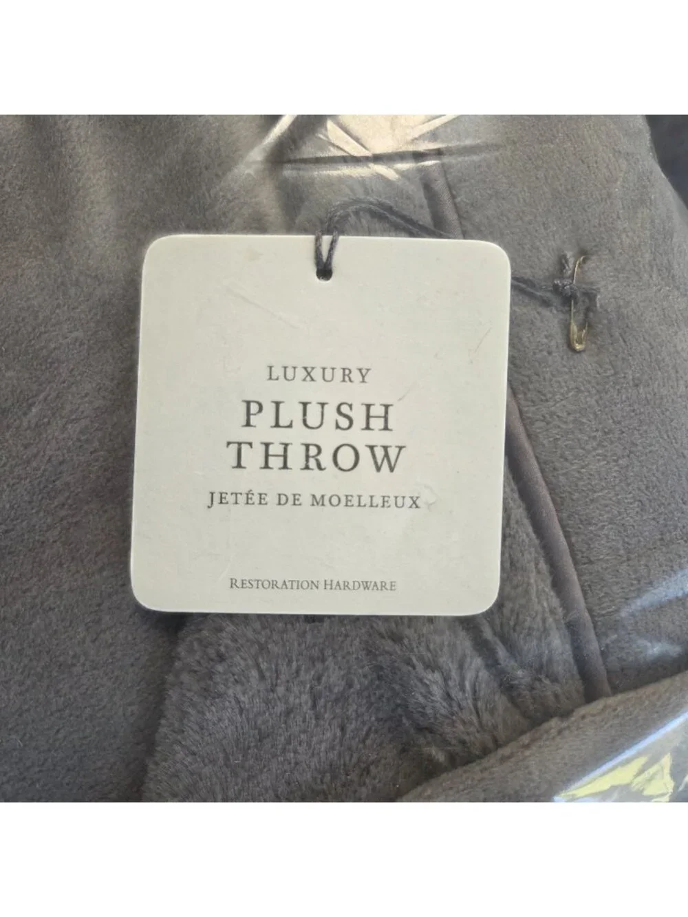 NEW Restoration Hardware Luxury Plush Throw Blanket FOG 45x65